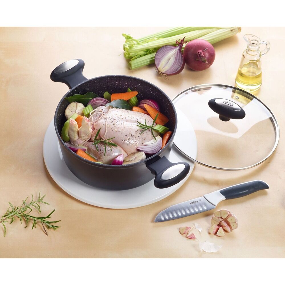 Zyliss Ultimate Forged 24cm/4L Non-Stick Stock Pot w/ Lid Cover - Black