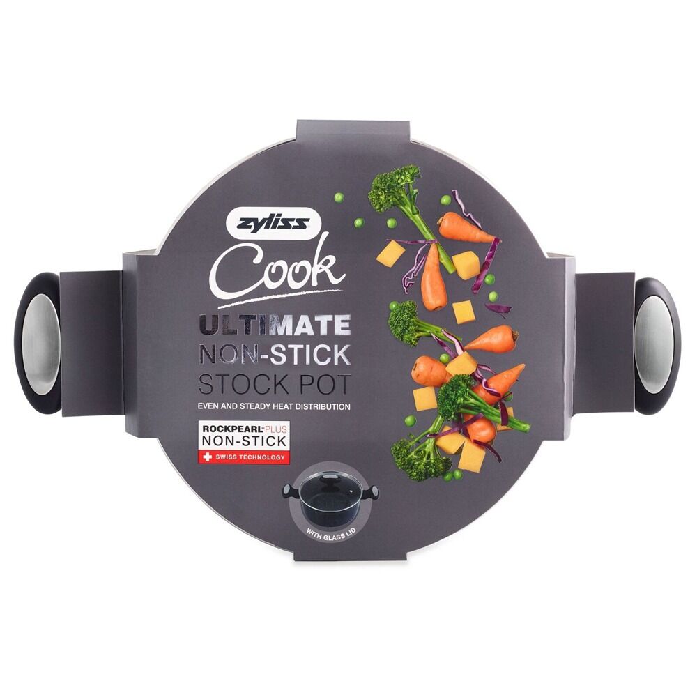 Zyliss Ultimate Forged 24cm/4L Non-Stick Stock Pot w/ Lid Cover - Black