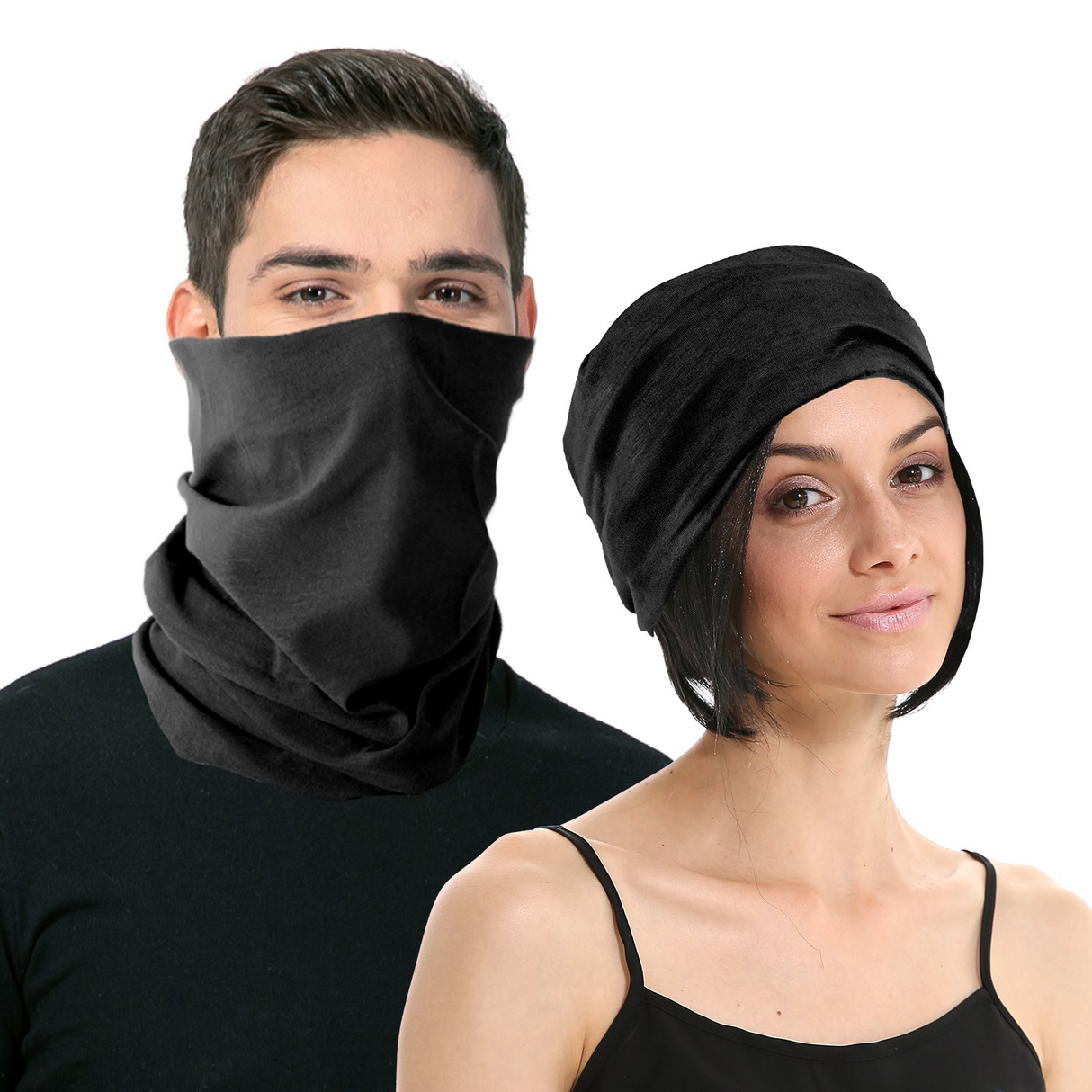 Seamless Tube Bandana Head Scarf Face Cover Mask Gaiter Ski Snow in Black
