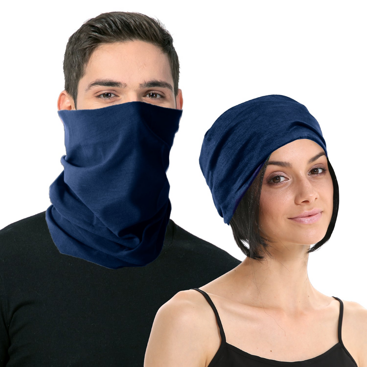 Navy Blue Seamless Tube Bandana - Neck Gaiter/Face Mask/Head Scarf for Ski & Snow