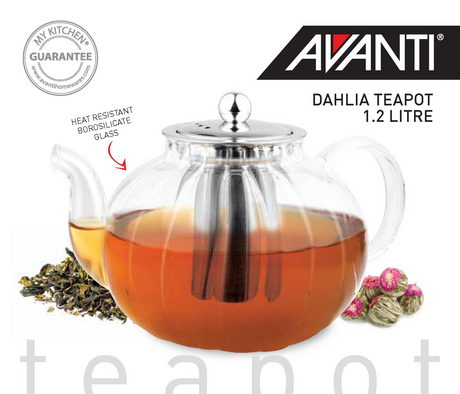 Avanti 1.2 Litre Dahlia Glass Teapot Tea Infuser Maker (1200ml)