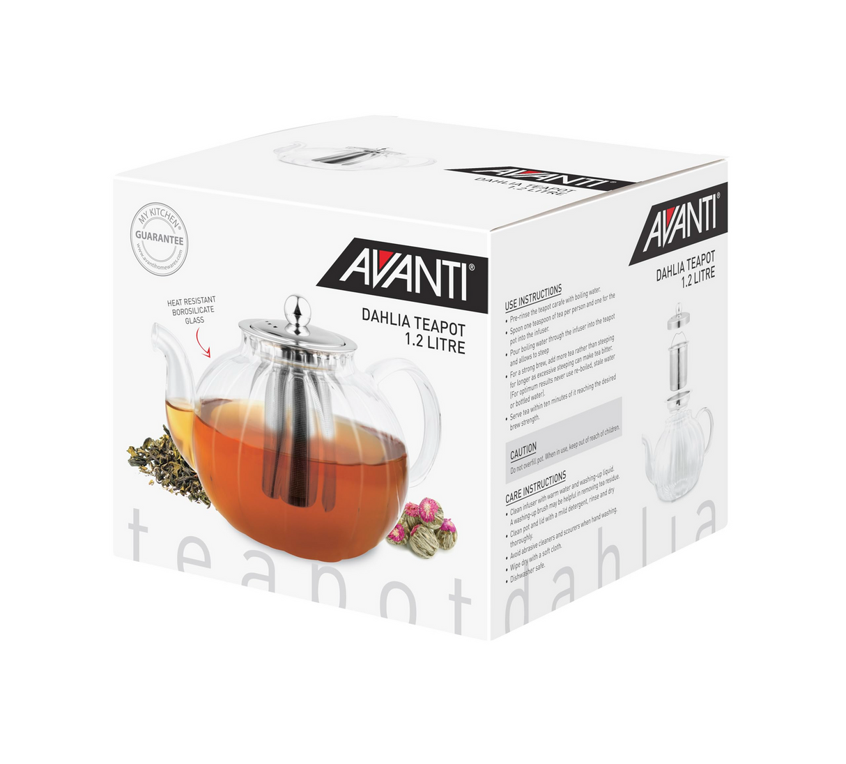 Avanti 1.2 Litre Dahlia Glass Teapot Tea Infuser Maker (1200ml)