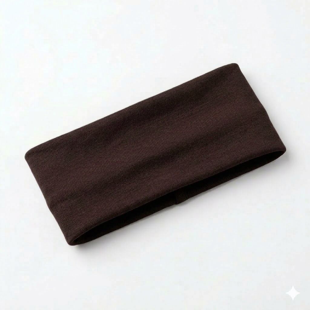 Brown Sports Headband - 8cm Elastic Stretch Hair Band (Yoga/Gym)