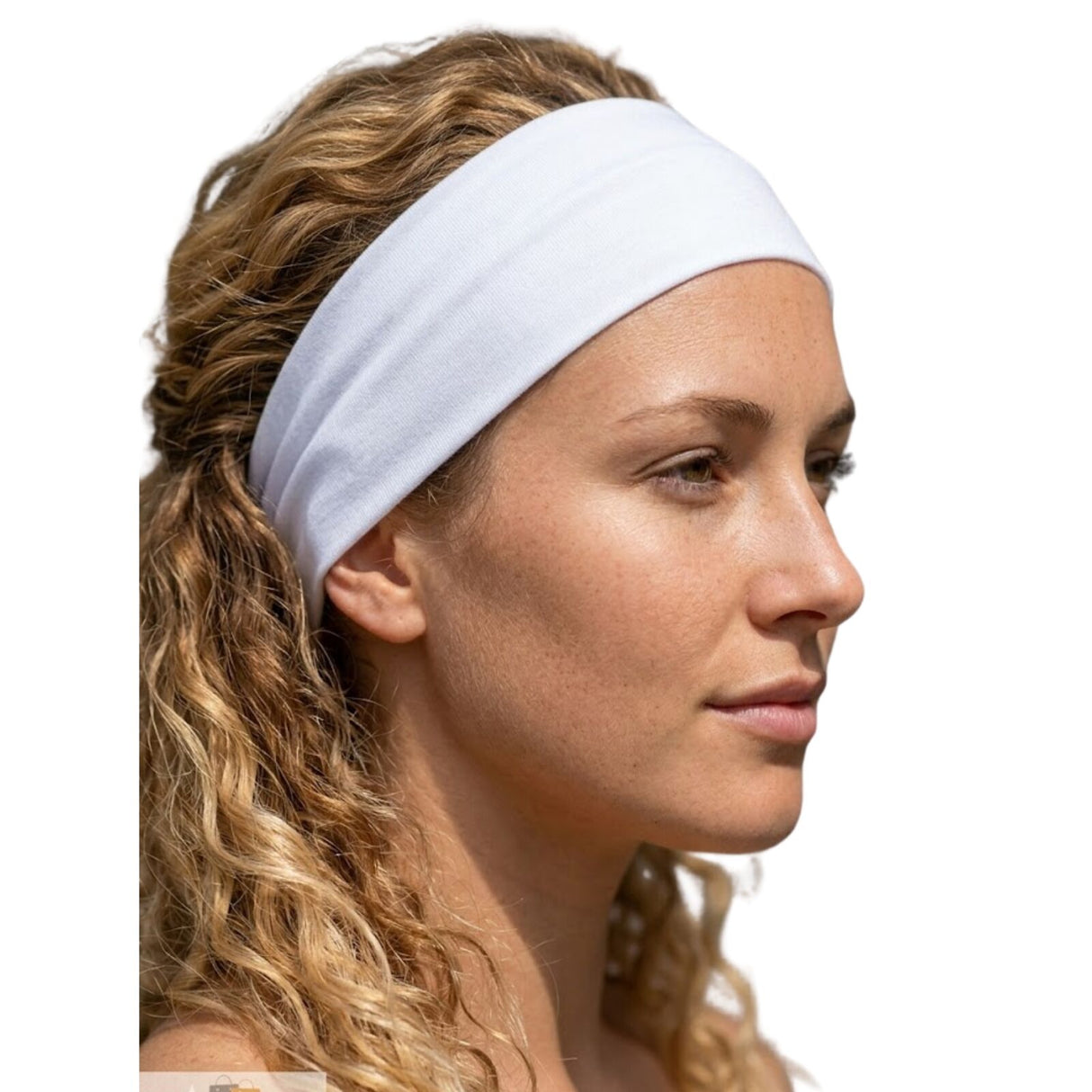 White Sports Headband - 8cm Elastic Stretch Hair Band (Yoga/Gym)