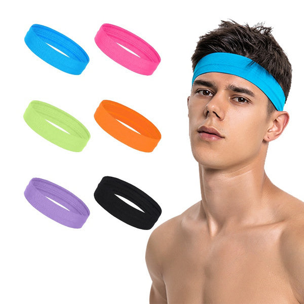 PLAIN HEADBAND Elastic Stretch Sports Yoga Hair Band Unisex 8cm Wide Wrap - Black