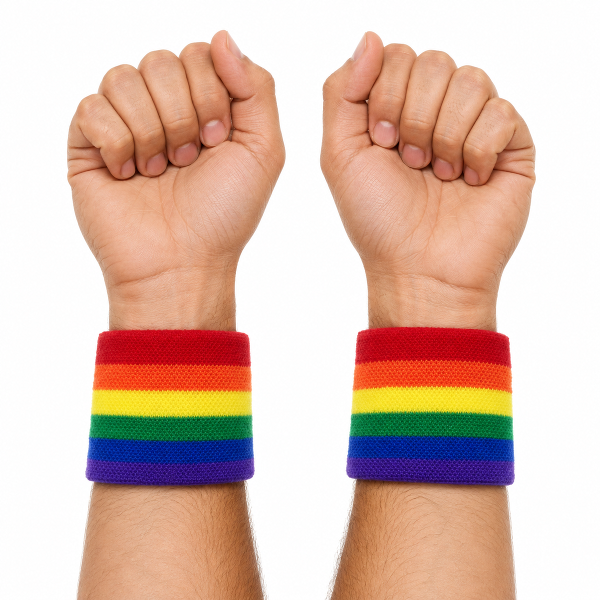 2x Rainbow Wristbands - Gay/Lesbian Pride/LGBTQ+/Mardi Gras Party Accessory