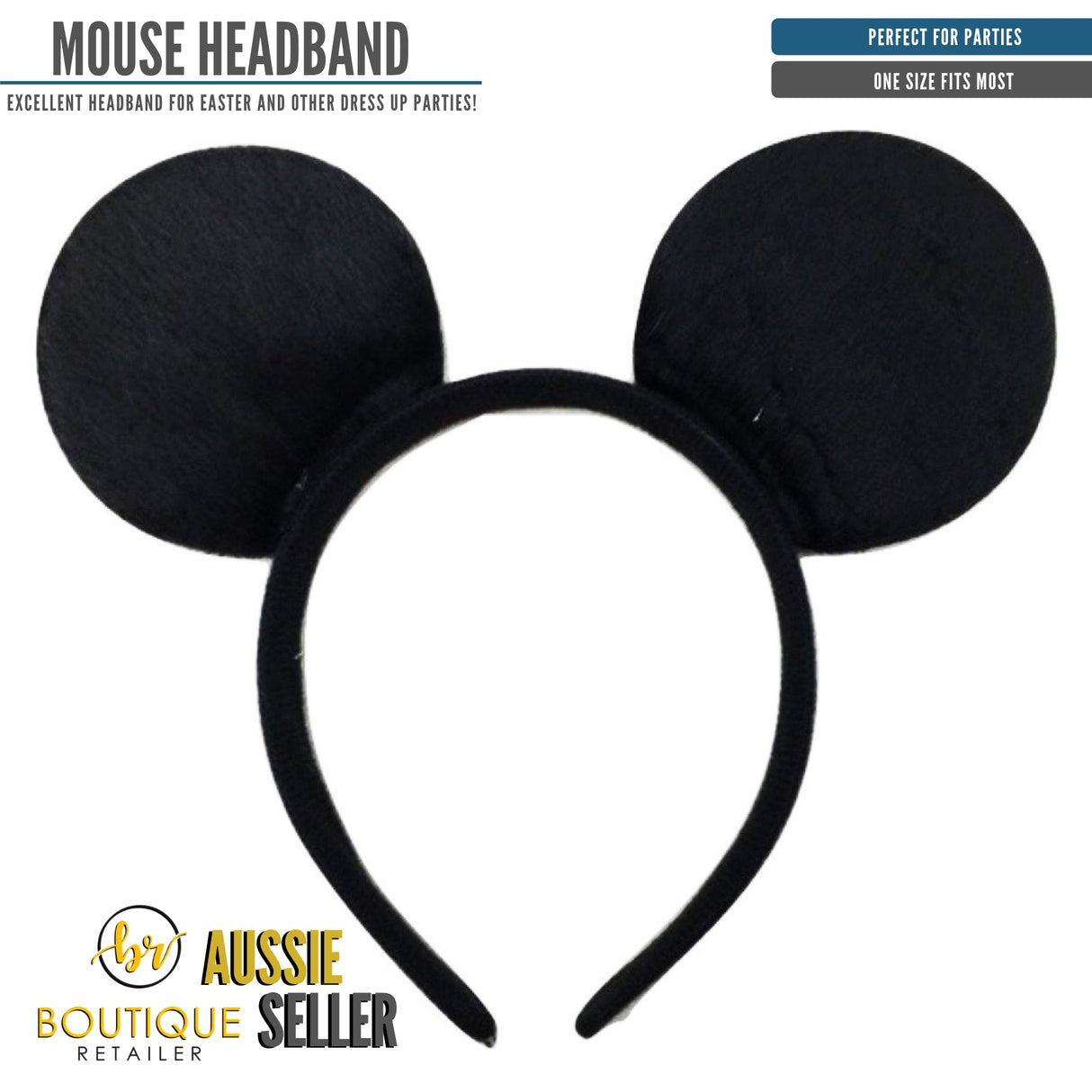 Mouse Headband Costume Halloween Party Hair - Black