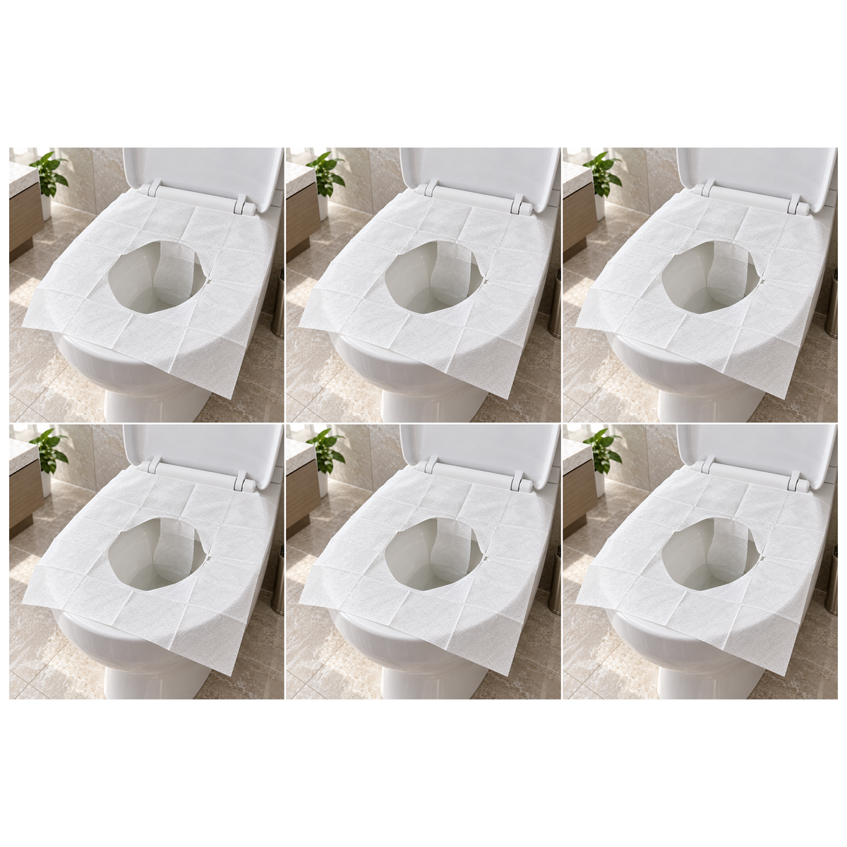 60x Disposable Flushable Toilet Seat Covers Bulk Pack - White (Sanitary & Hygienic)