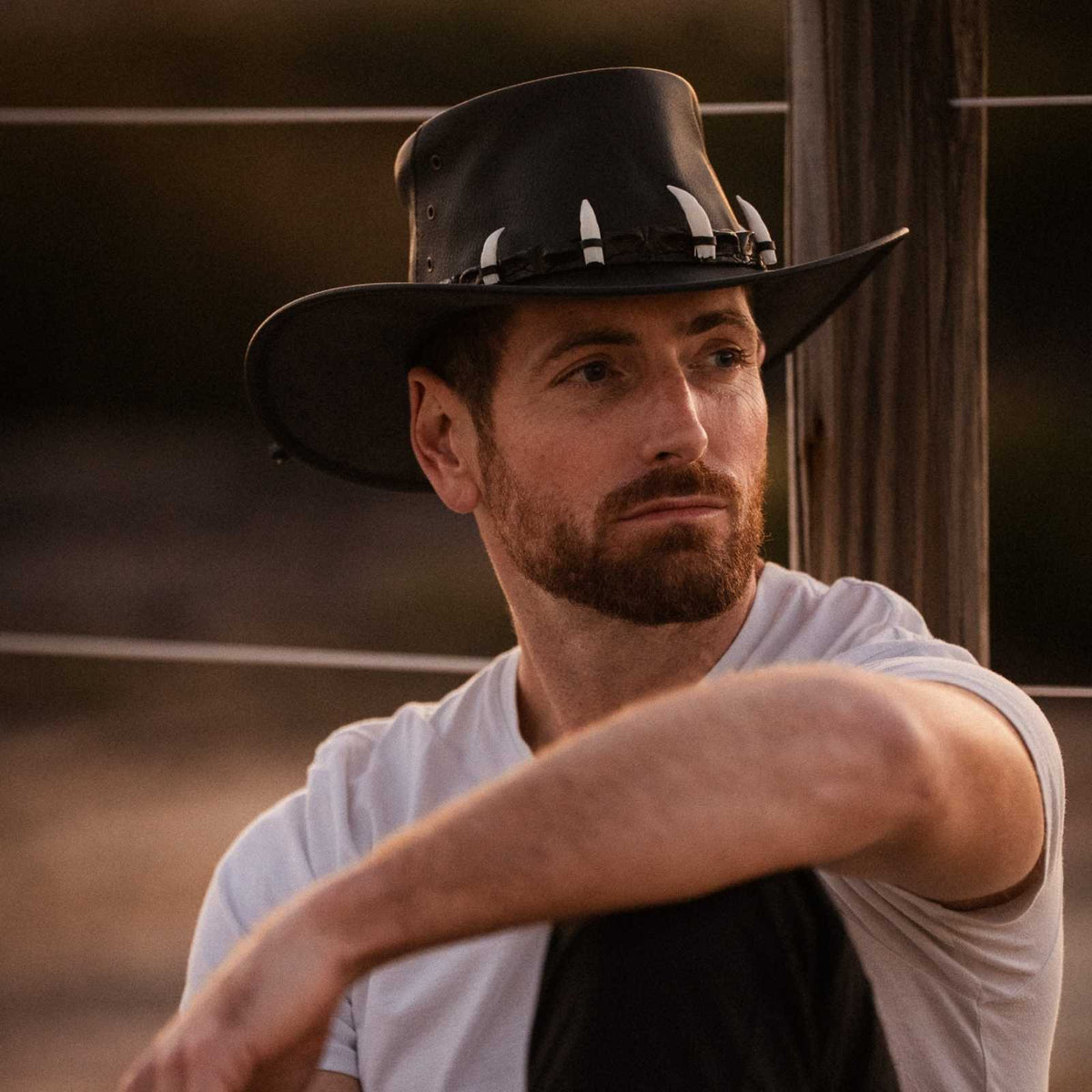 Jacaru 150 Ayers Croc Kangaroo Leather Hat - Crocodile Teeth Hatband Water Resistant & UPF 50+ (Made in Australia)