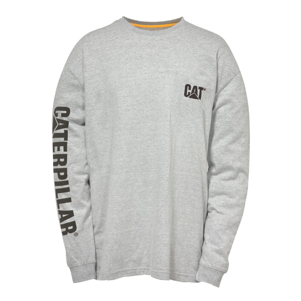 Caterpillar Mens Trademark Banner Long Sleeve T-Shirt Top - Grey