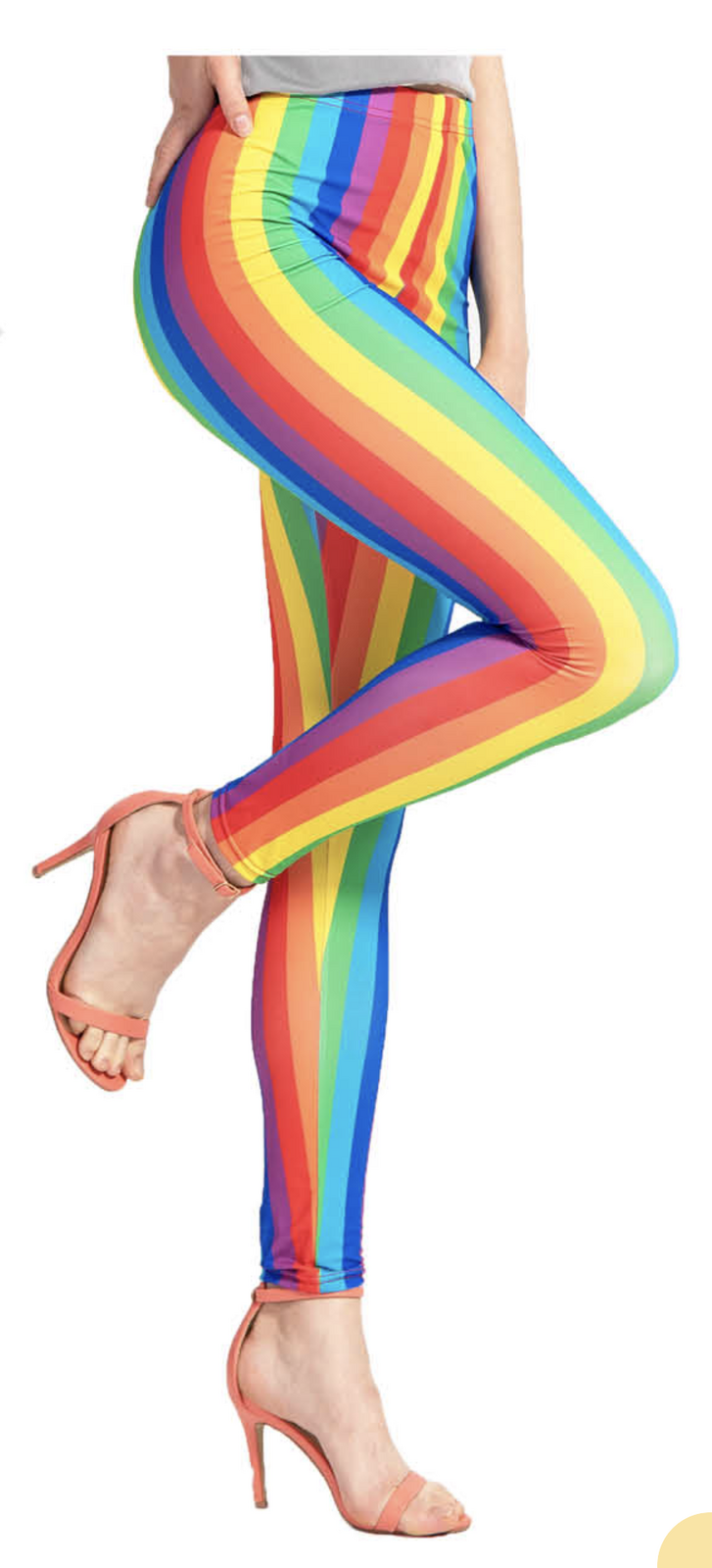 Womens Rainbow Stripe Leggings Party Costume Dress Up Pants Bottoms - One Size