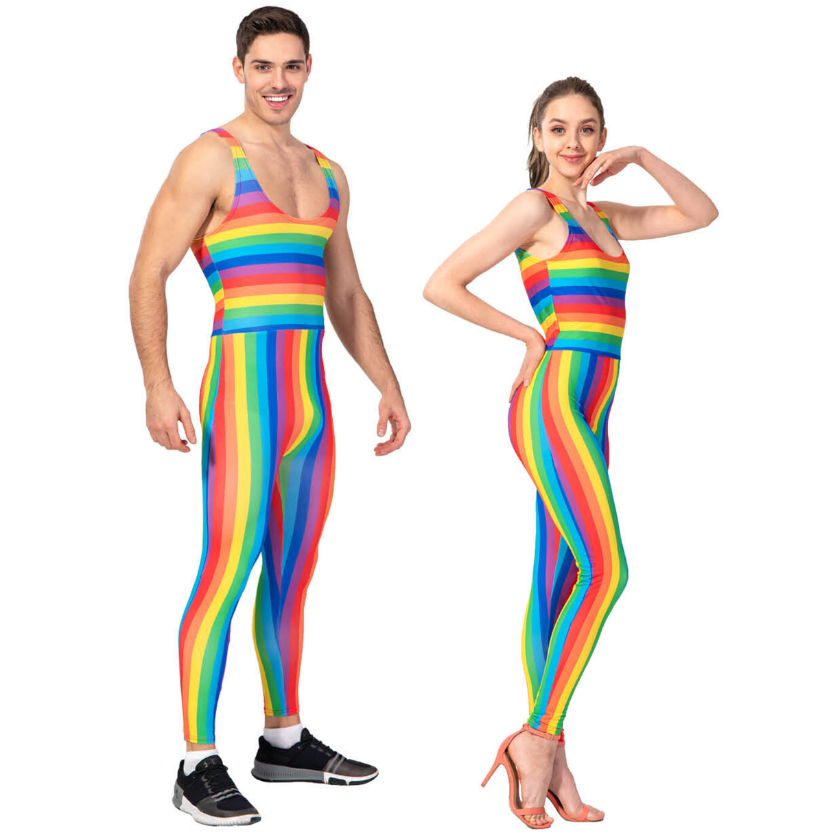 Adult Rainbow Stripe Unitard - Mardi Gras/LGBT Pride (Festival/Party)