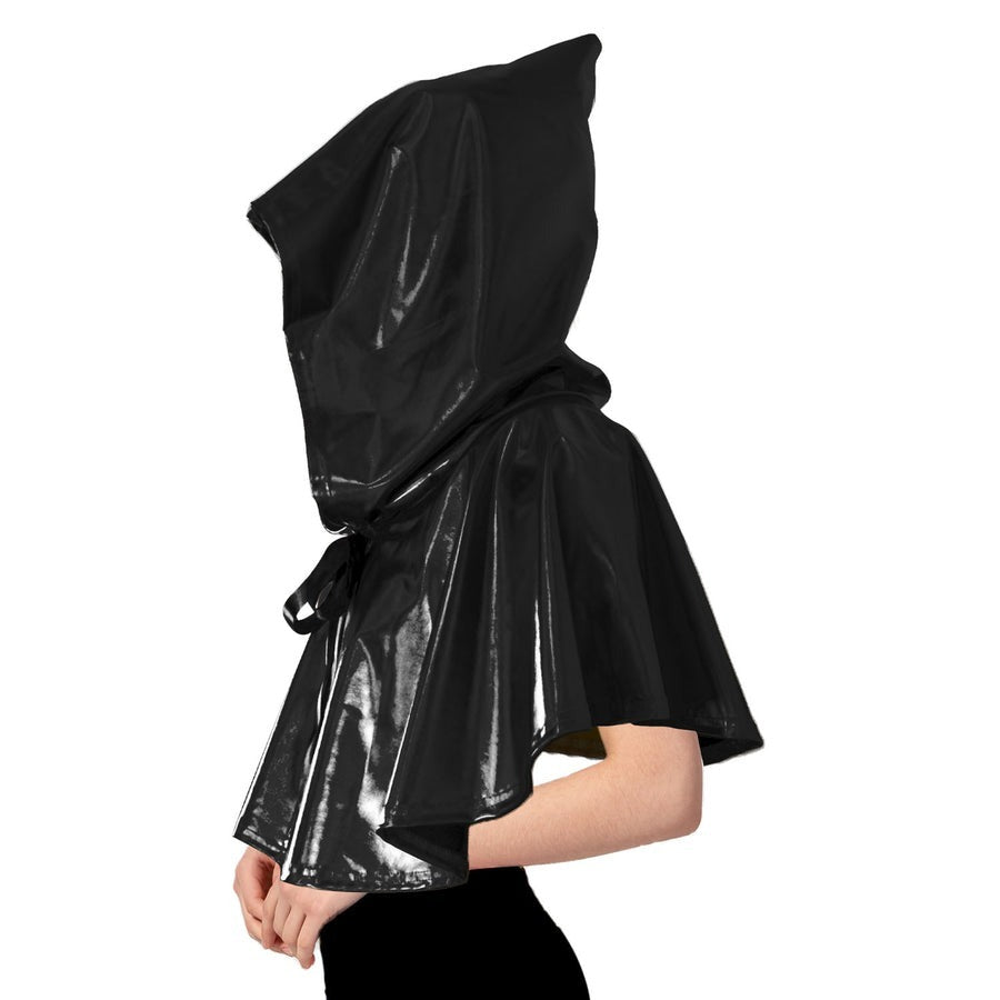 Adult Iridescent Metallic Mini Hooded Cape Halloween Costume - Black