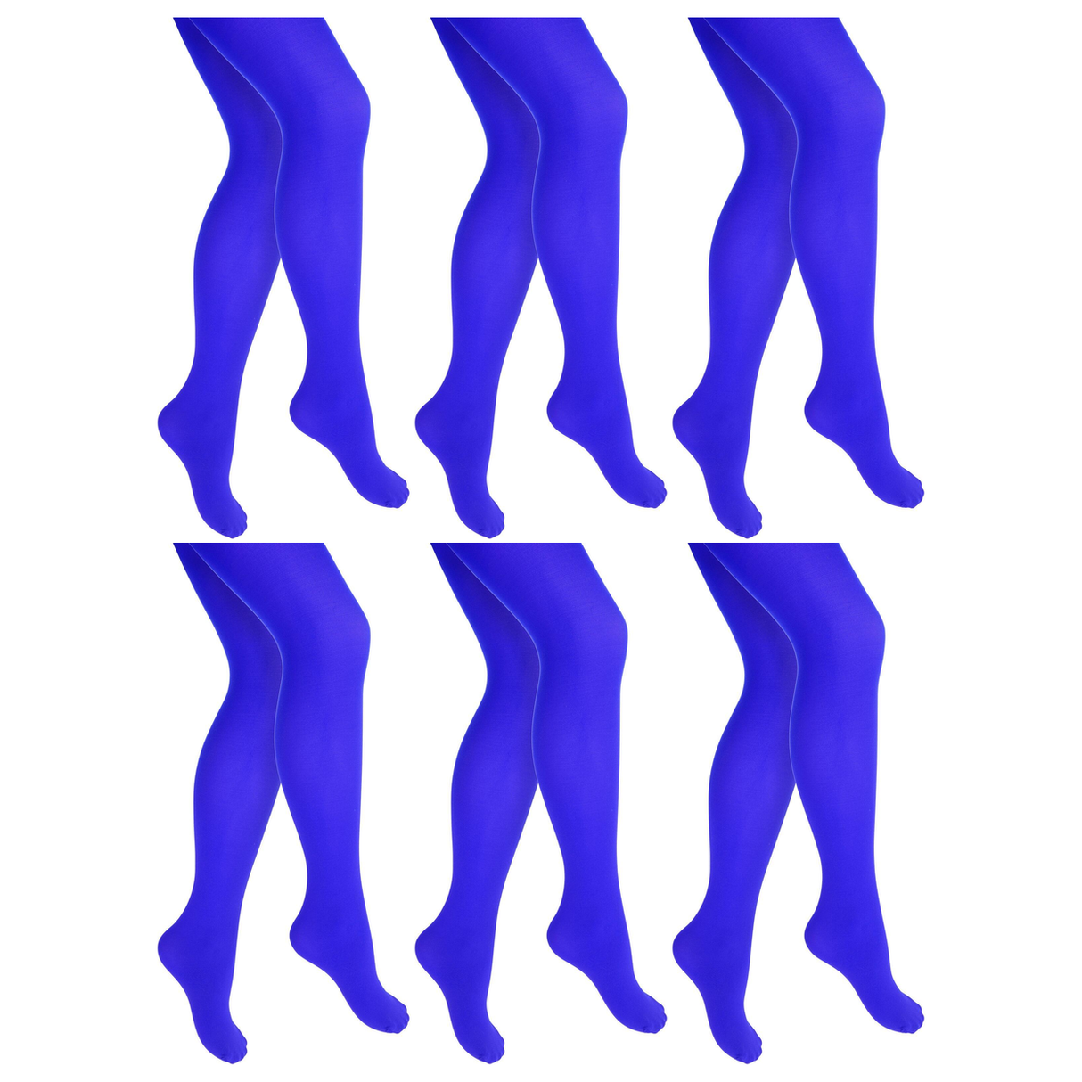 6x Blue Pantyhose Tights Bulk Pack - Womens Stockings Hosiery (One Size)