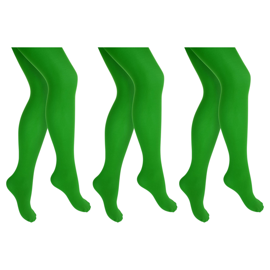3x Green Pantyhose Tights Bulk Pack - Womens Stockings Hosiery (One Size)