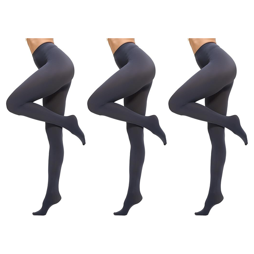 3x Grey Pantyhose Tights Bulk Pack - Womens Stockings Hosiery (One Size)