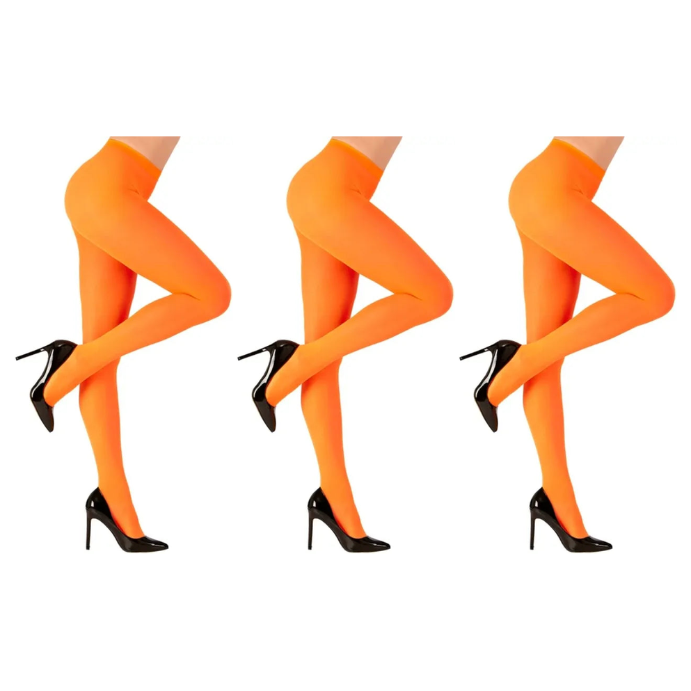 3x Orange Pantyhose Tights Bulk Pack - Womens Stockings Hosiery (One Size)