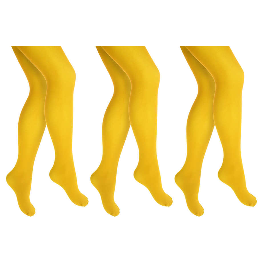 3x Yellow Pantyhose Tights Bulk Pack - Womens Stockings Hosiery (One Size)