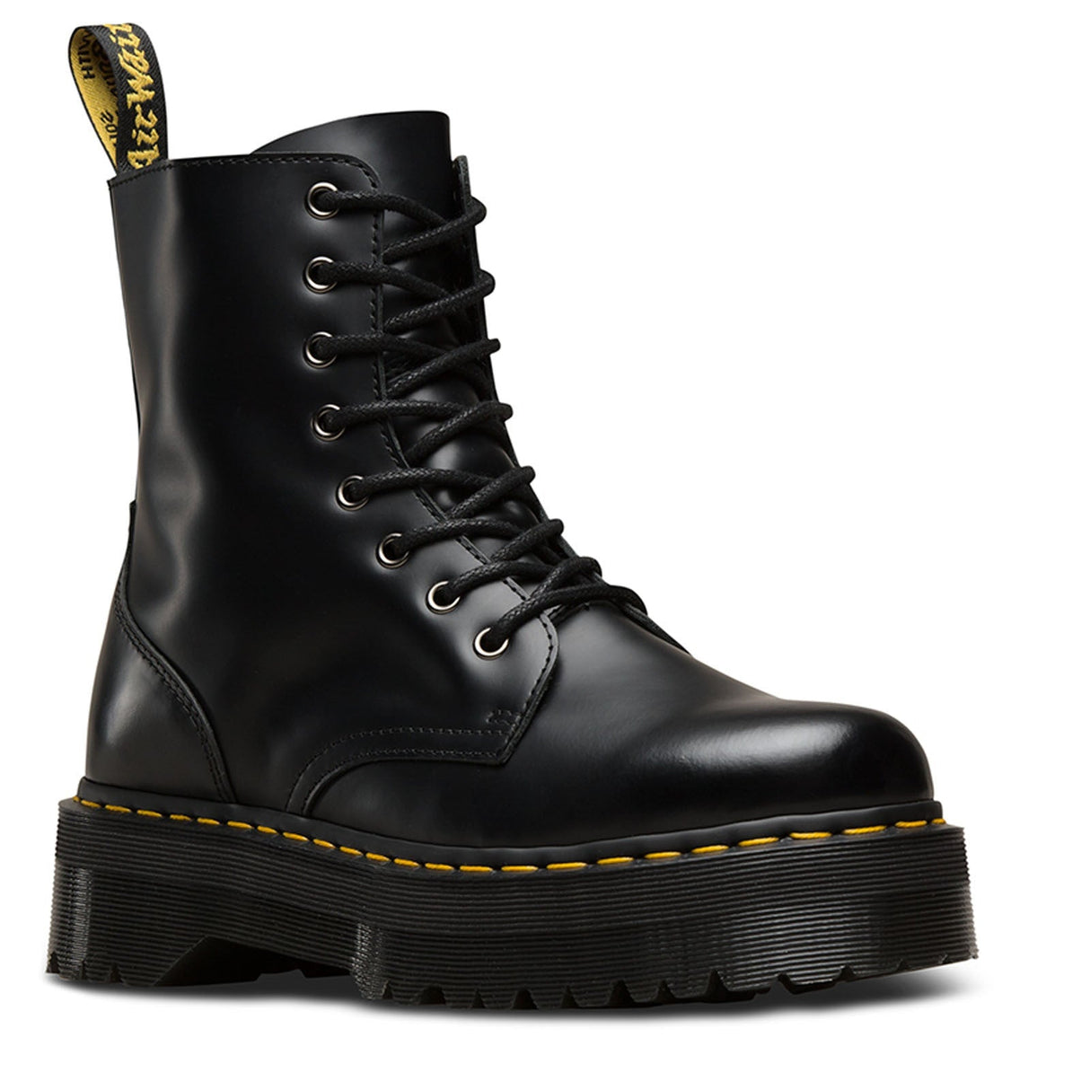 Dr. Martens Womens Jadon 8" Leather Boots Shoes Platform Style - Black Smooth