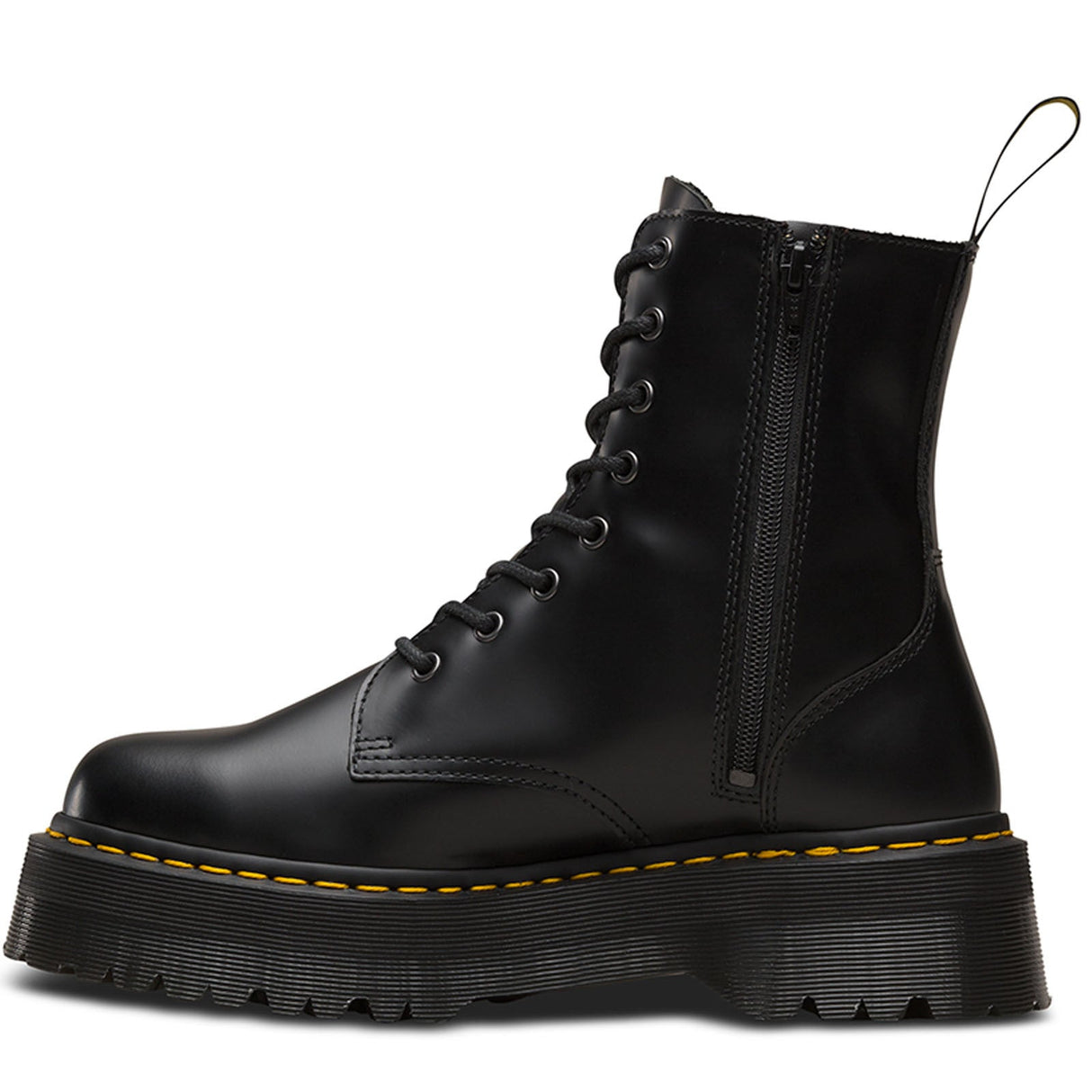 Dr. Martens Womens Jadon 8" Leather Boots Shoes Platform Style - Black Smooth