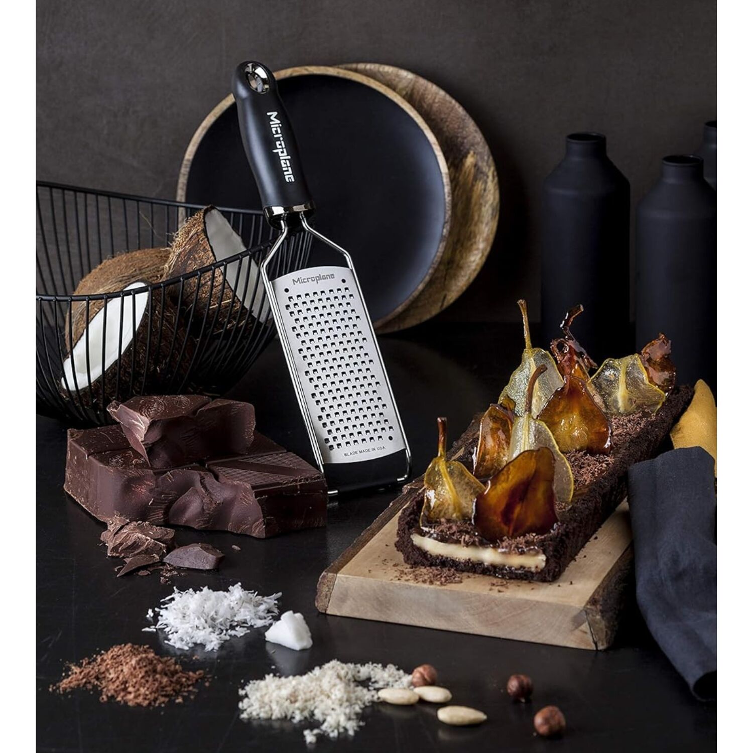 Microplane Gourmet Coarse Grater Black Stainless Steel 32cm Non Slip Handle