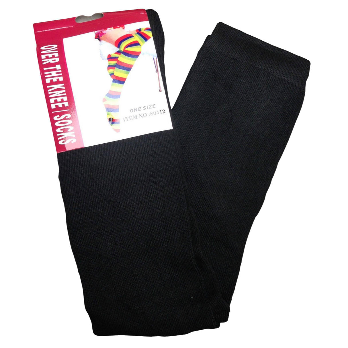 10x Womens Black Striped Over the Knee Socks Bulk Pack - Thigh High Stockings
