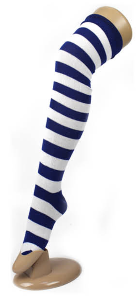 OVER THE KNEE SOCKS Plain Striped High Thigh Ladies Long Womens Stripey Stocking - Red/Green