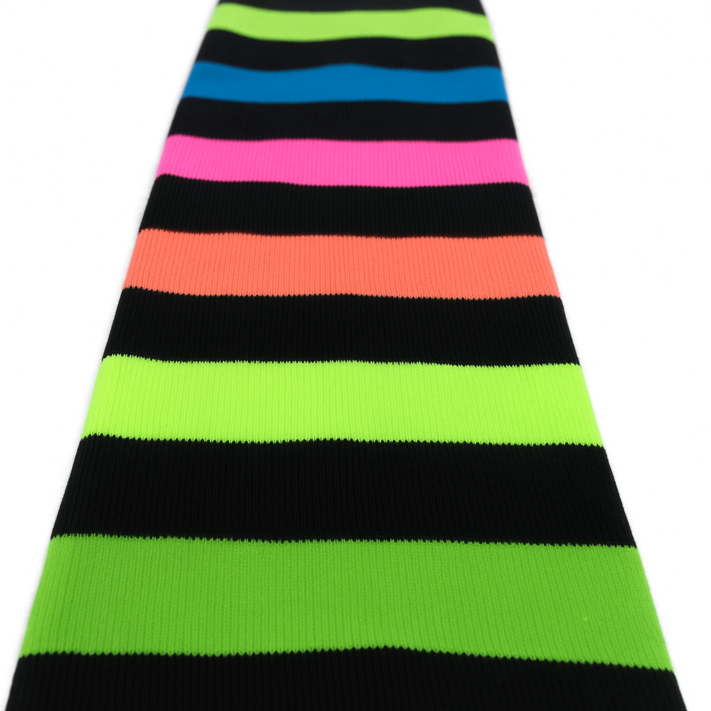 1 Pair Rainbow/Black Stripe Leg Warmers - Womens Dance Costume/80s Party