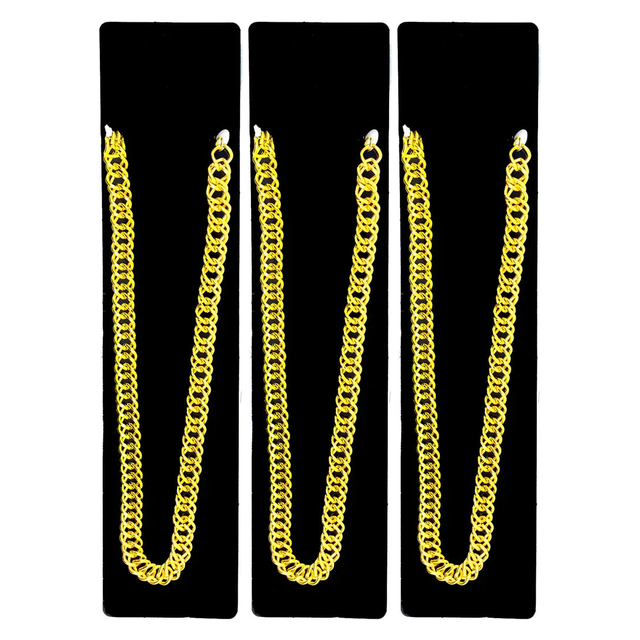 3x Gold 50cm Big Chain Necklace Bulk Pack - Pimp/Gangster (Costume Accessory)