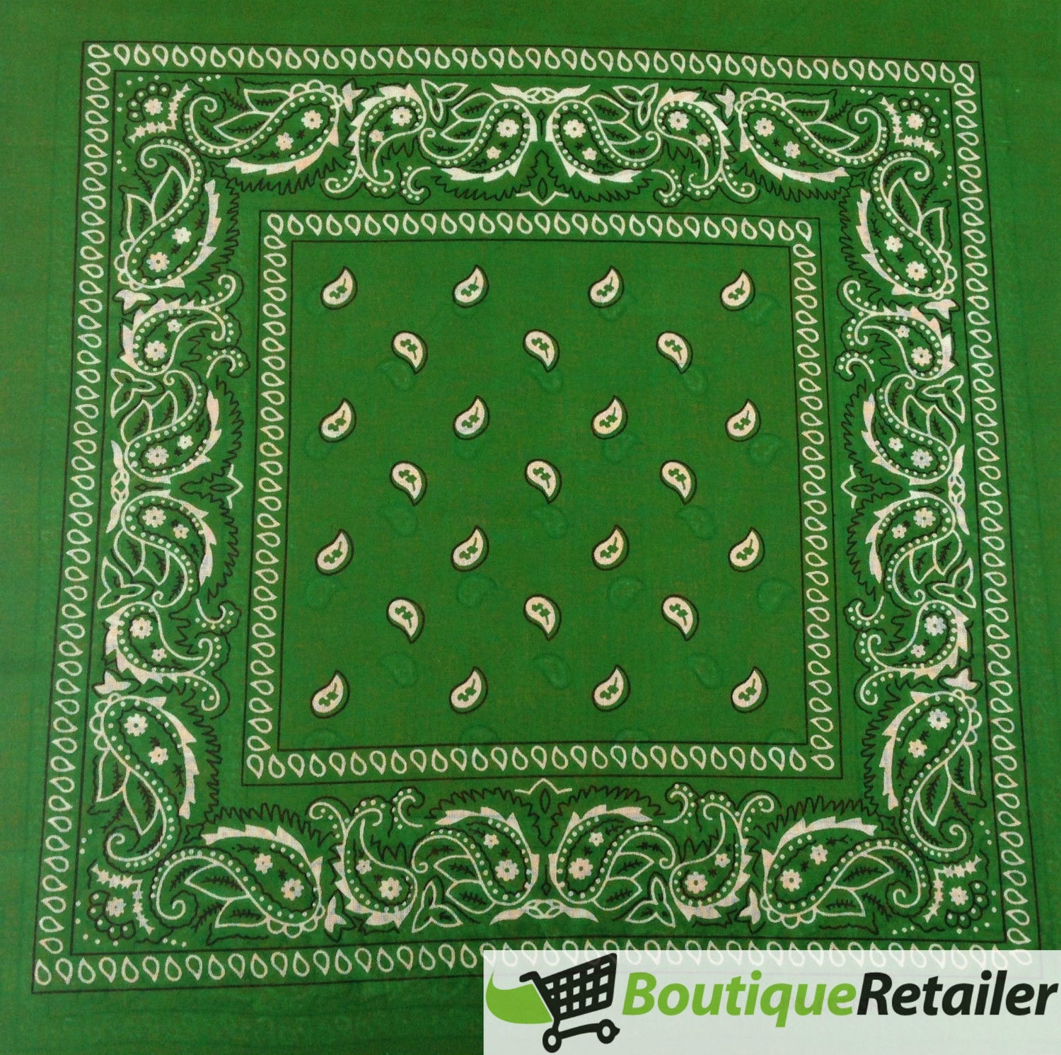 15x BULK BANDANA Paisley 100% COTTON Head Wrap Bandanna Summer Scarf - Dark Green
