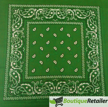 15x BULK BANDANA Paisley 100% COTTON Head Wrap Bandanna Summer Scarf - Dark Green