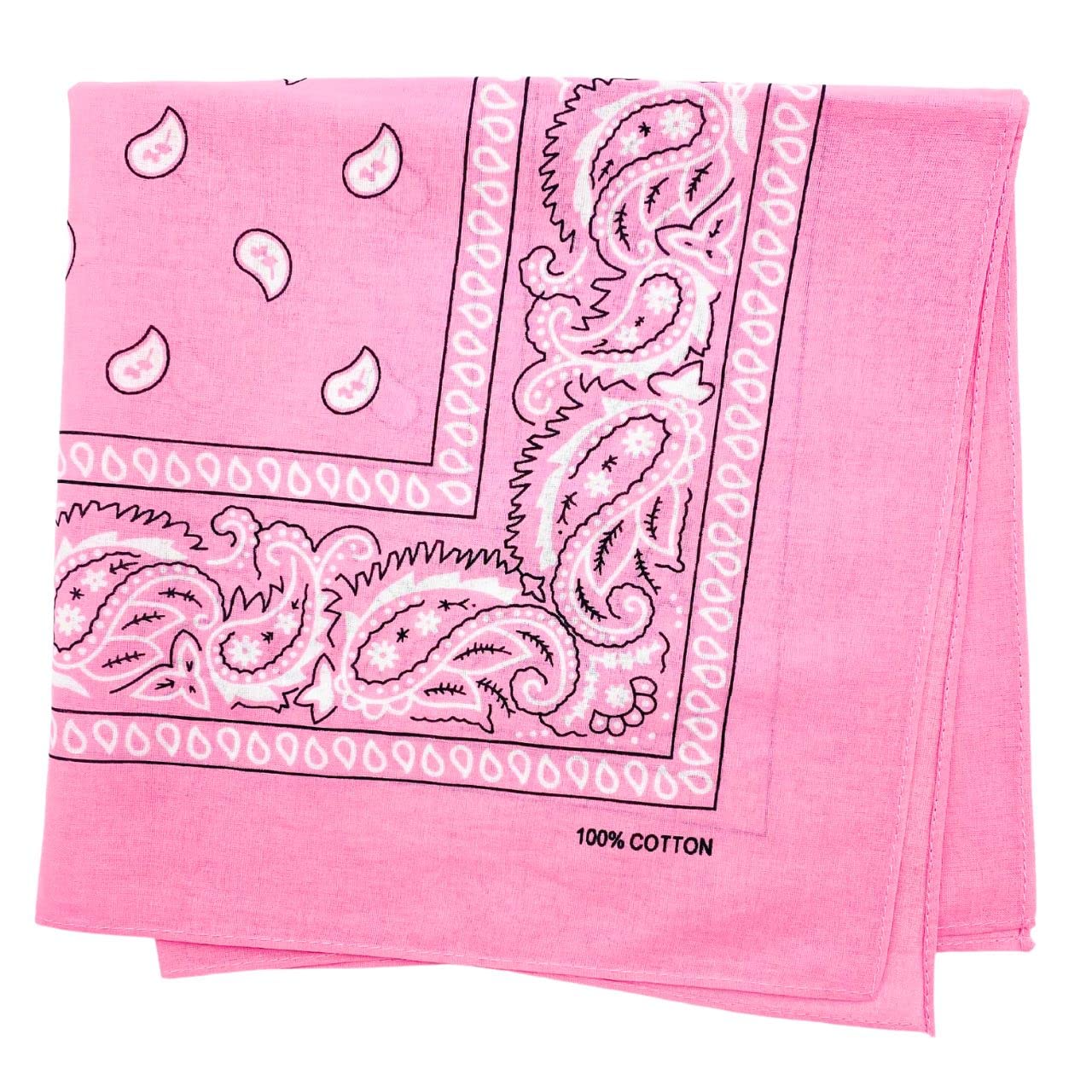 15x BULK BANDANA Paisley 100% COTTON Head Wrap Bandanna Summer Scarf - Light Pink