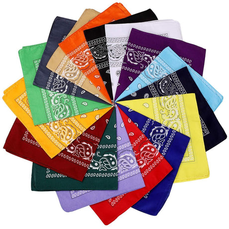 15x BULK BANDANA Paisley 100% COTTON Head Wrap Bandanna Summer Scarf - Mixed Colour Pack