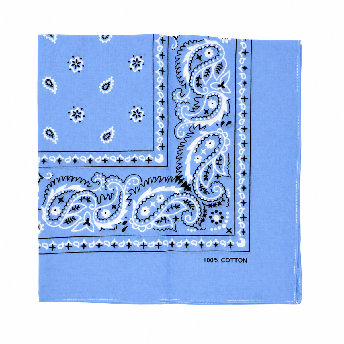15x Sky Blue Paisley Bandana Bulk Pack - 100% Cotton Head Wrap/Durag/Scarf/Mask