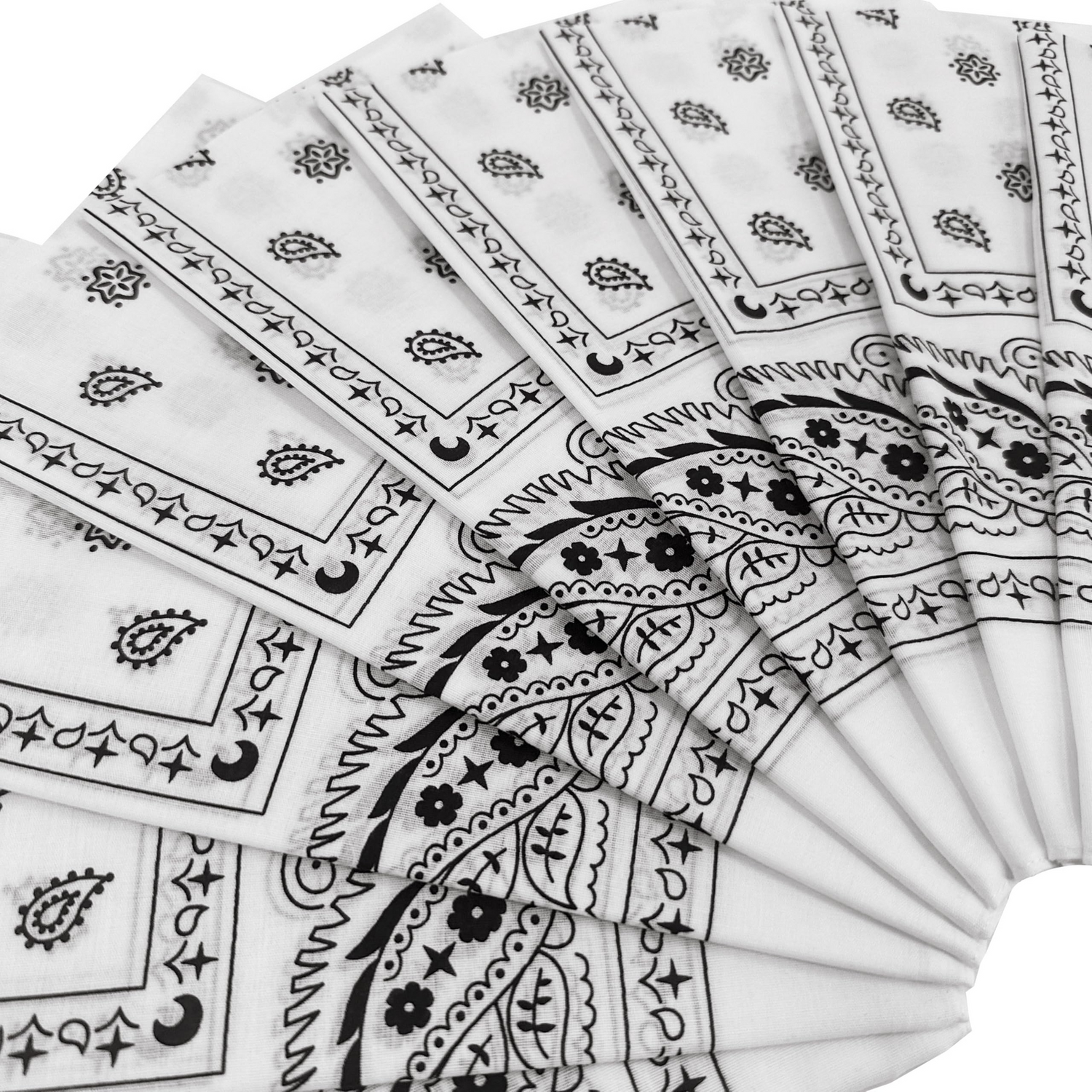 15x BULK BANDANA Paisley 100% COTTON Head Wrap Bandanna Summer Scarf - White