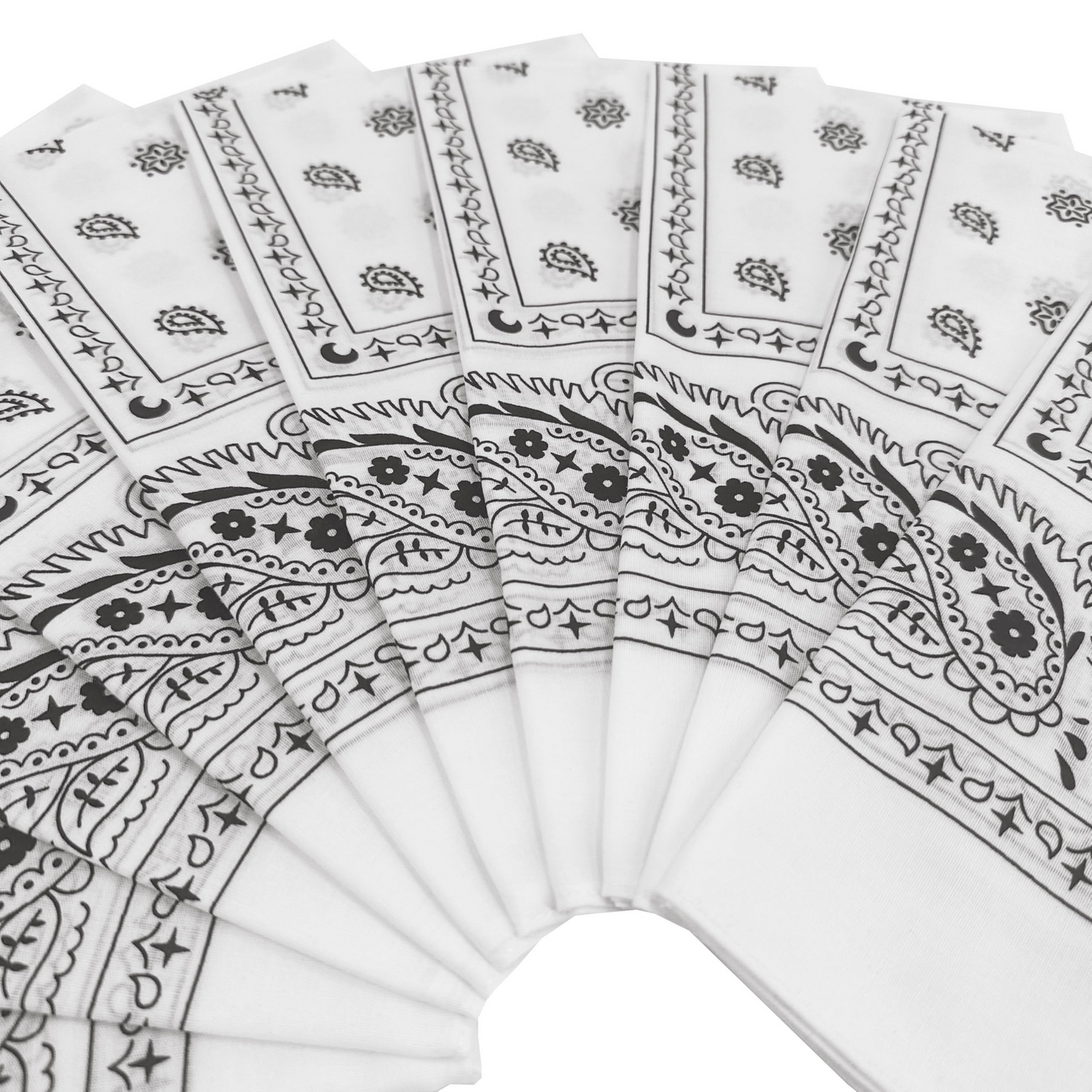 15x BULK BANDANA Paisley 100% COTTON Head Wrap Bandanna Summer Scarf - White