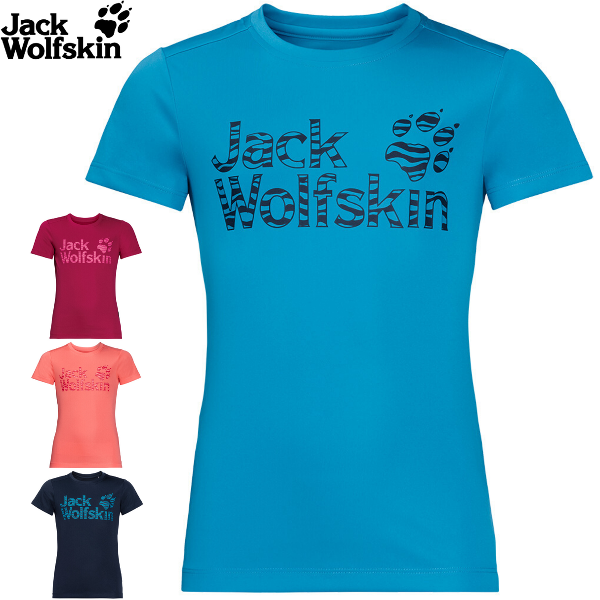 Jack Wolfskin Kids Jungle T Shirt Tee Top Sun UV Shield Shirt Childrens UPF 50+ - Night Blue