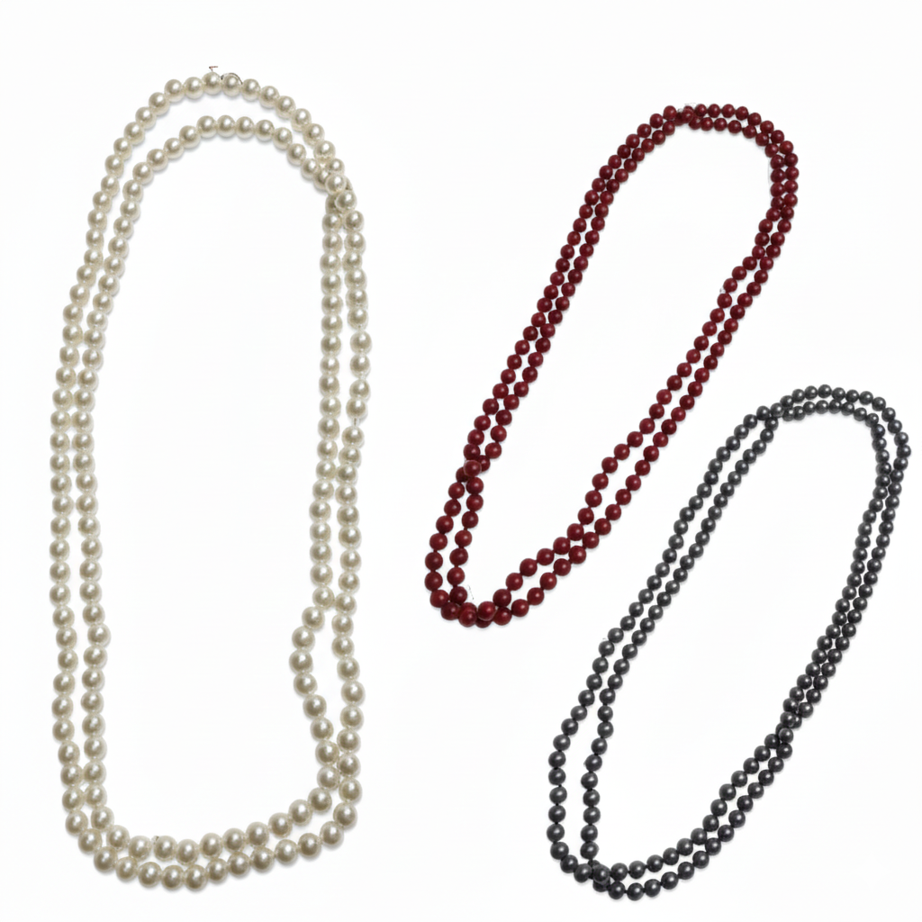 74cm LONG PEARL NECKLACE 1920s Gatsby Flapper Burlesque Gangster Costume Party