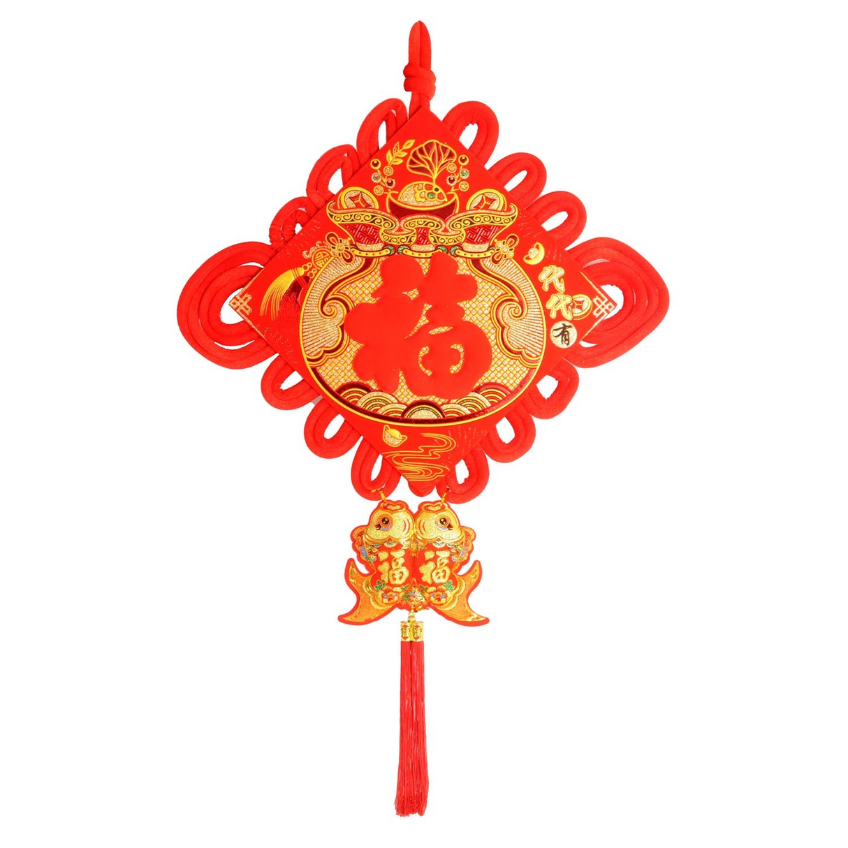 Chinese New Year Fortune Hanging Decoration 108cm Red Tassel Ornament - Large