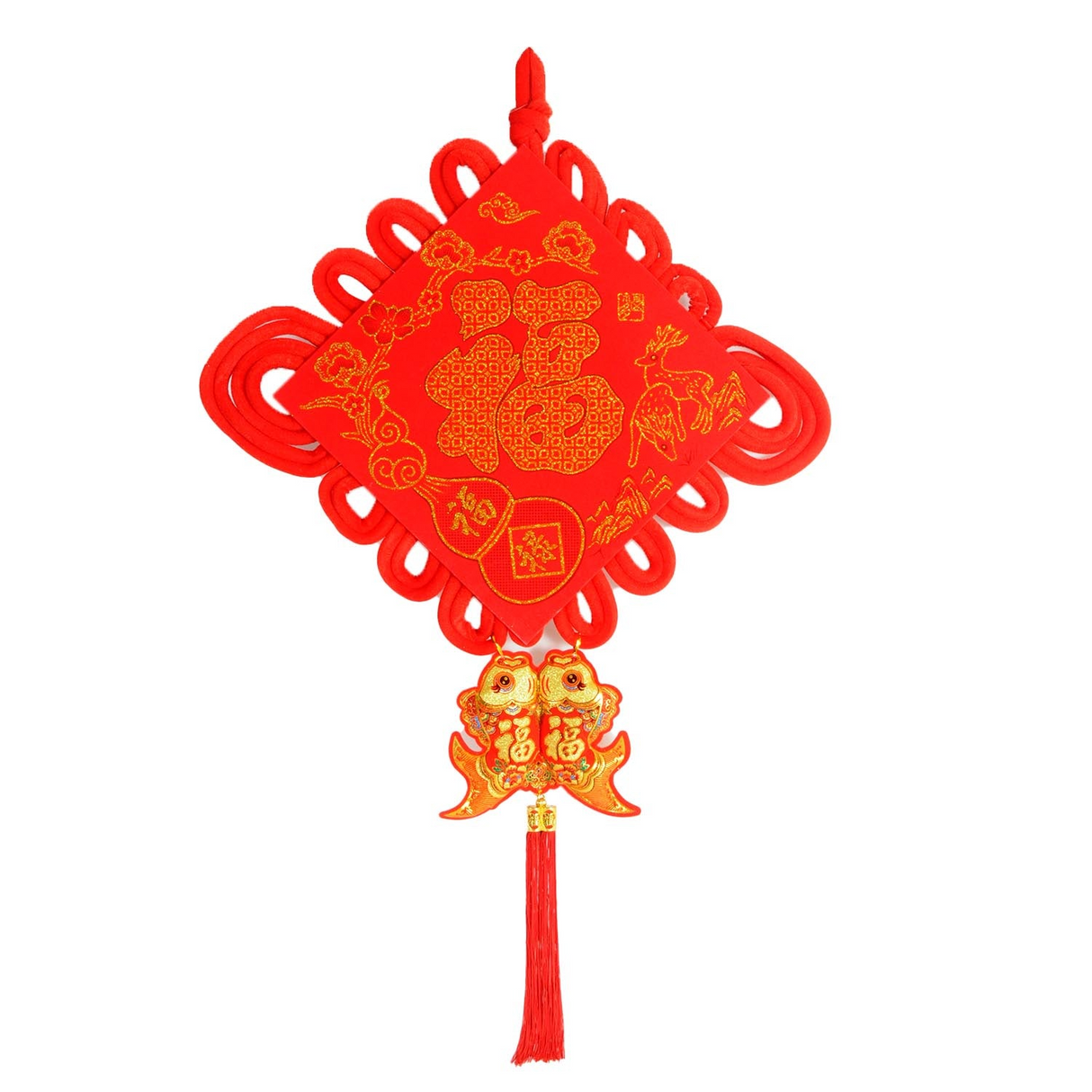 Chinese New Year Fortune Hanging Decoration 108cm Red Tassel Ornament - Large