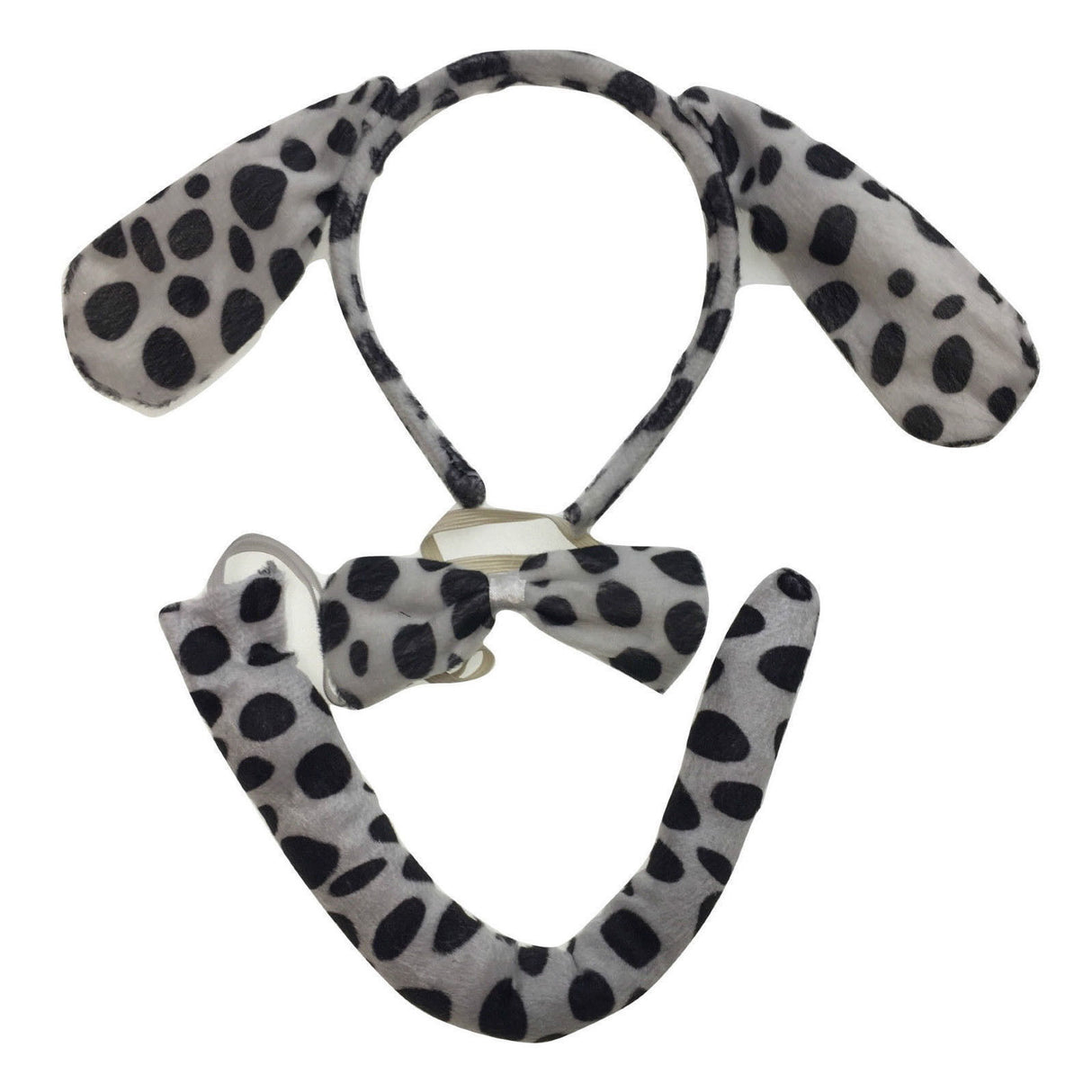 3pcs Dalmatian Dog Ear Headband Set w/ Bow & Tail - Animal Halloween & Fancy Dress Costune