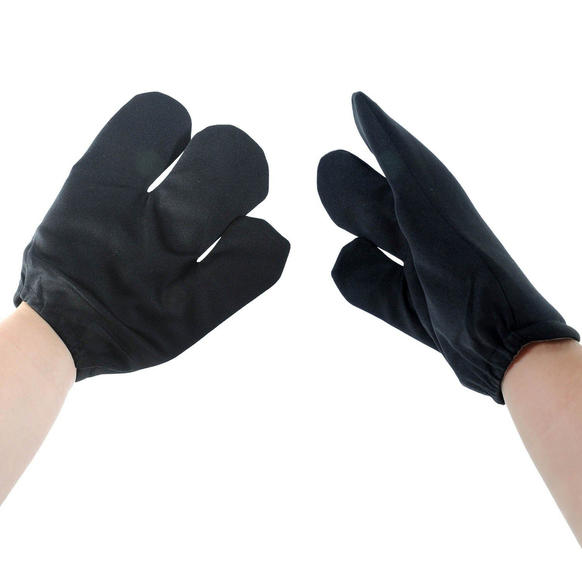 Jumbo Black Cartoon Costume Gloves 3-Finger Plush Mitts for Mascot Dress Up Pair