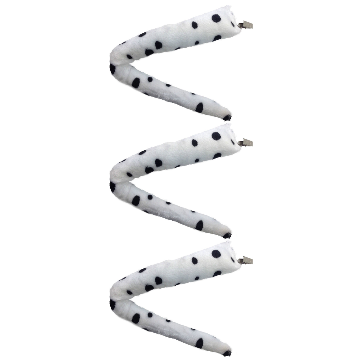 3x Dalmatian Clip-On Dog Tail Pack - Animal Costume Accessory (Halloween & Fancy Dress)