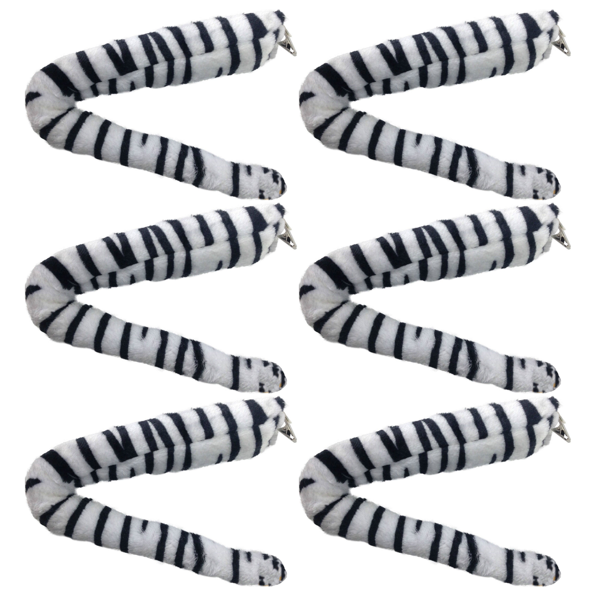 6x Zebra/Horse Clip-On Animal Tail Bulk Pack - Costume Accessory (Halloween & Fancy Dress)