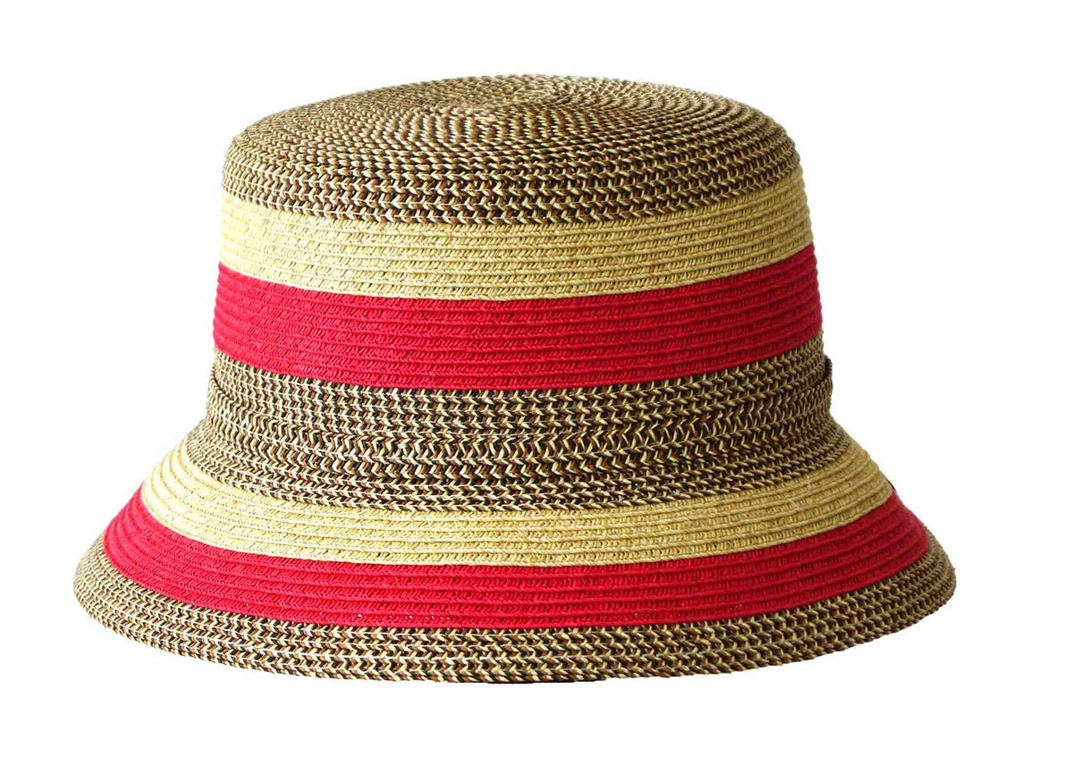 Jacaru 1751 Striped Short Brim Summer Hat - Adjustable (One Size Vegan Friendly)
