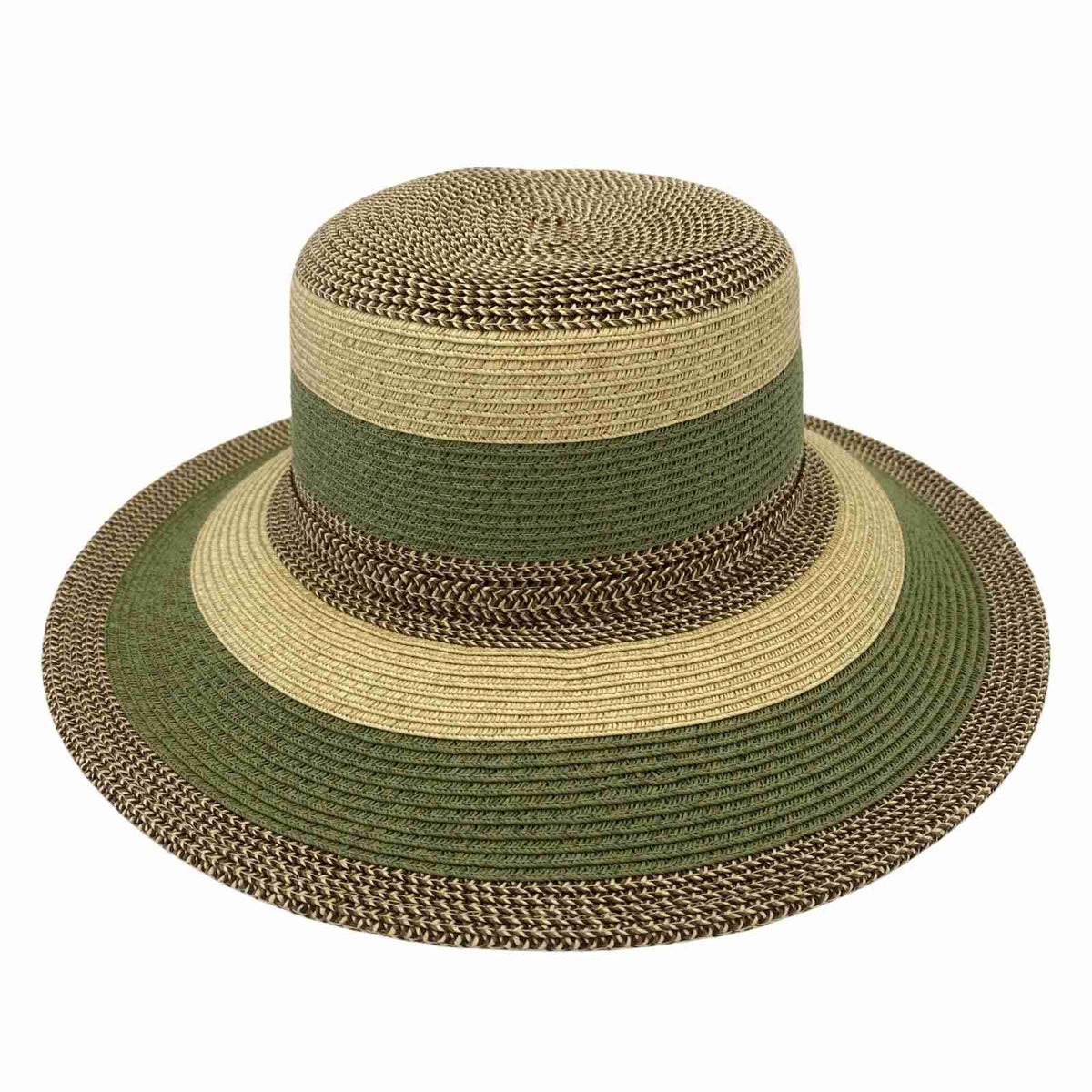 Jacaru 1752 Striped Wide Brim Summer Hat - Adjustable (One Size Vegan Friendly)