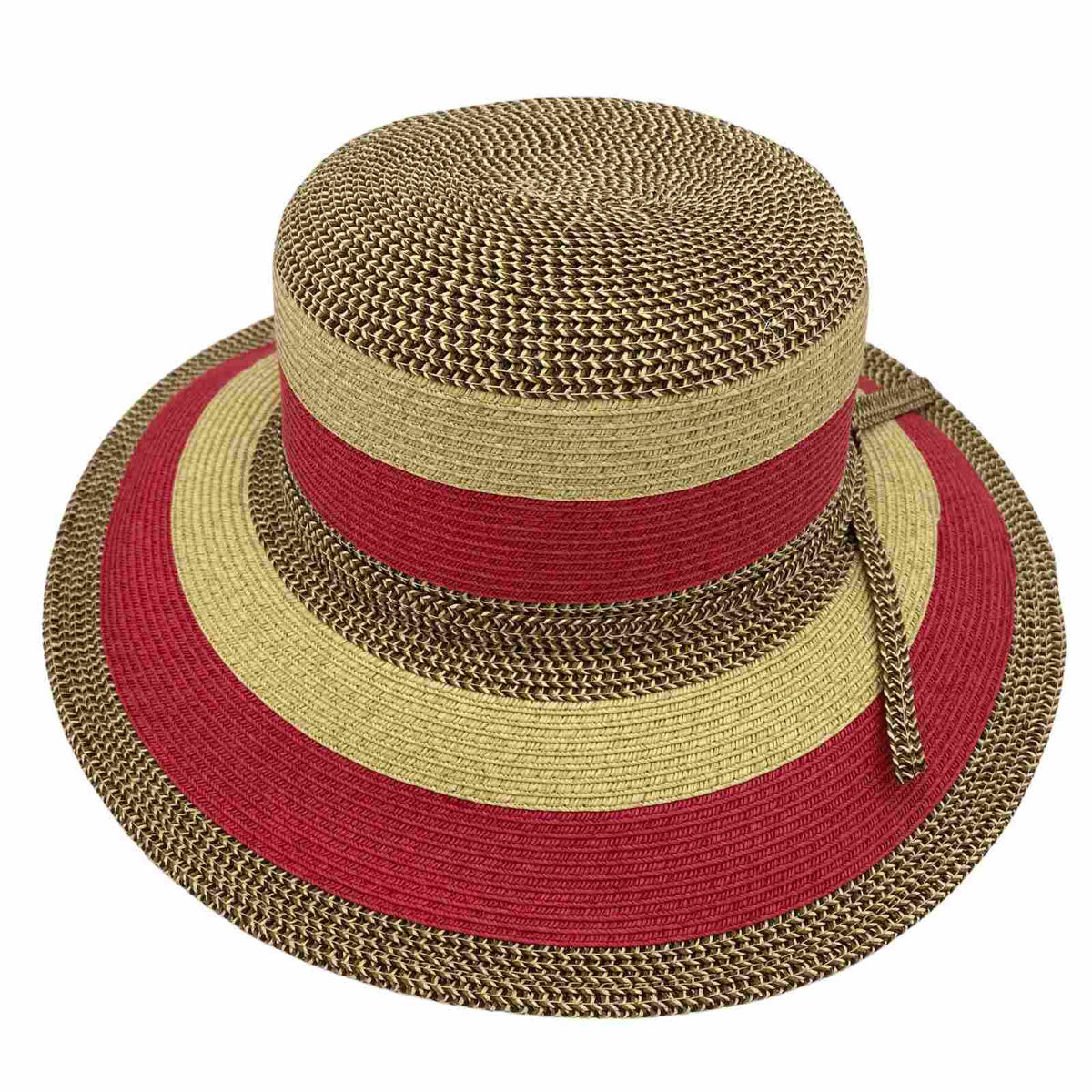 Jacaru 1752 Striped Wide Brim Summer Hat - Adjustable (One Size Vegan Friendly)
