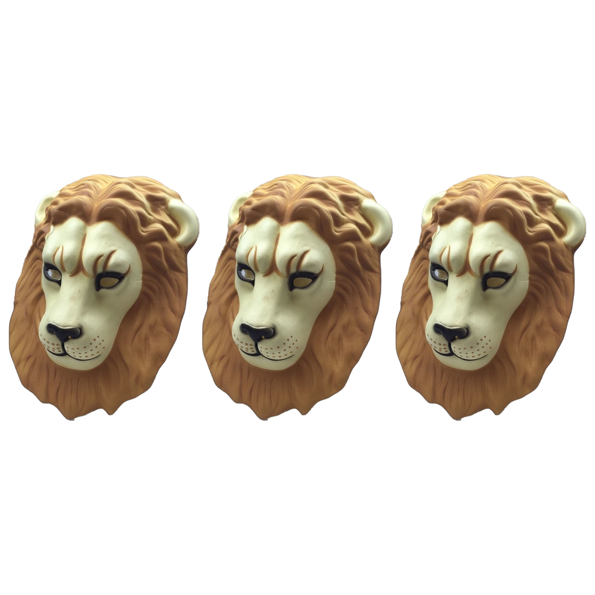 3x Lion Face Mask Pack - Animal Head Costume/Halloween Party