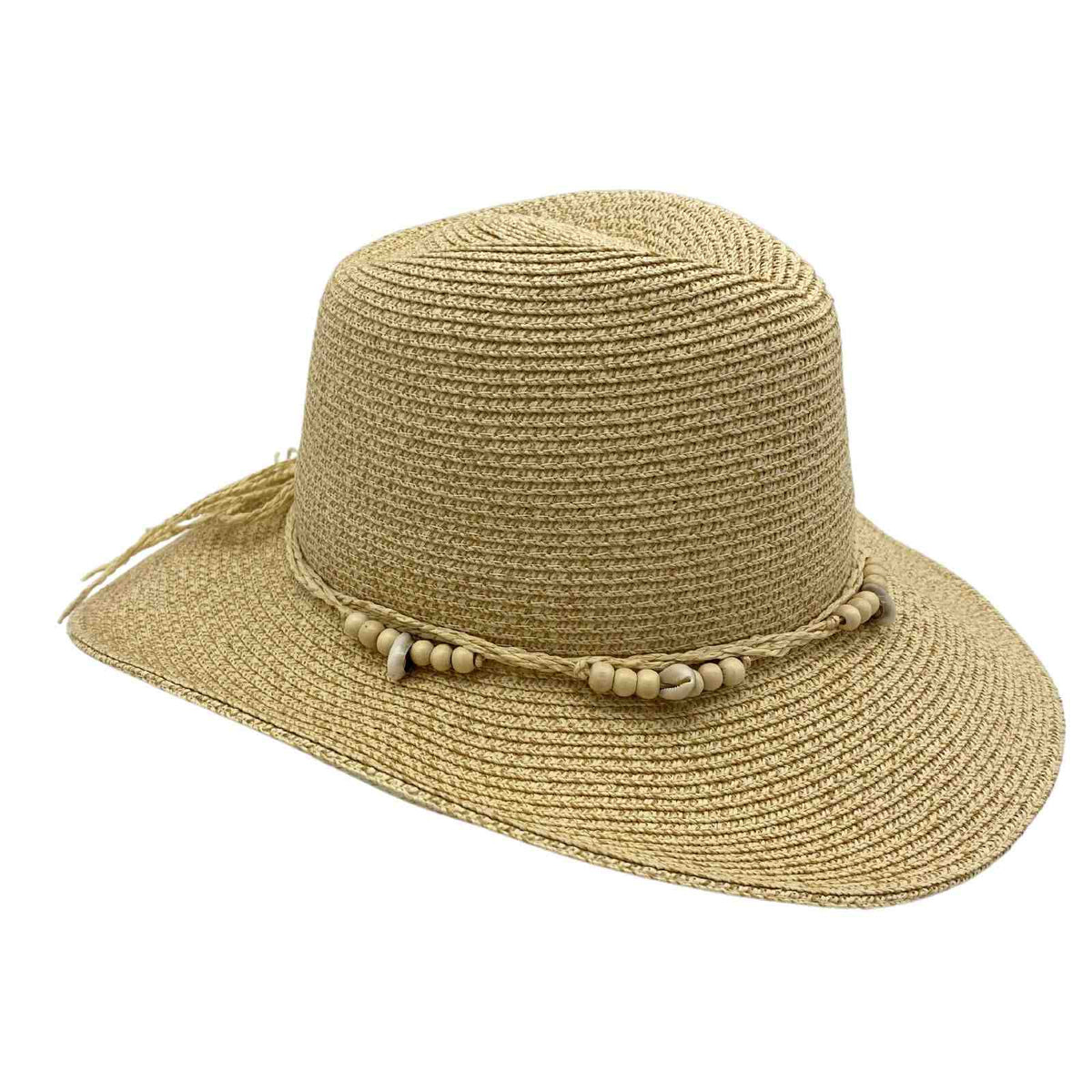 Jacaru 1760 Paper Straw Cowboy Hat - Beige (Thin Braid & One Size Vegan Friendly)