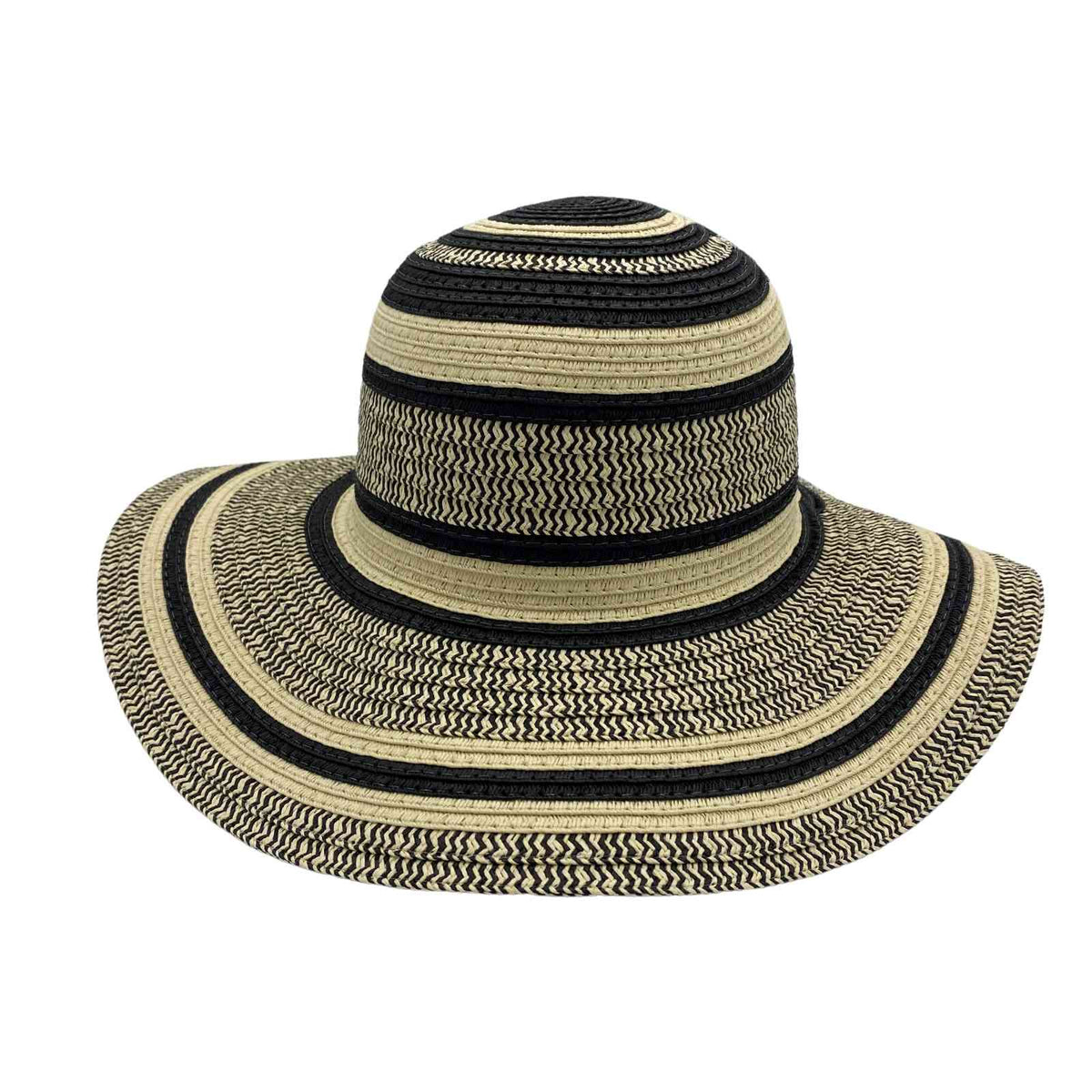 Jacaru 1761 Round Circles Paper Straw Hat - 10.5cm Wide Brim (One Size Vegan Friendly)